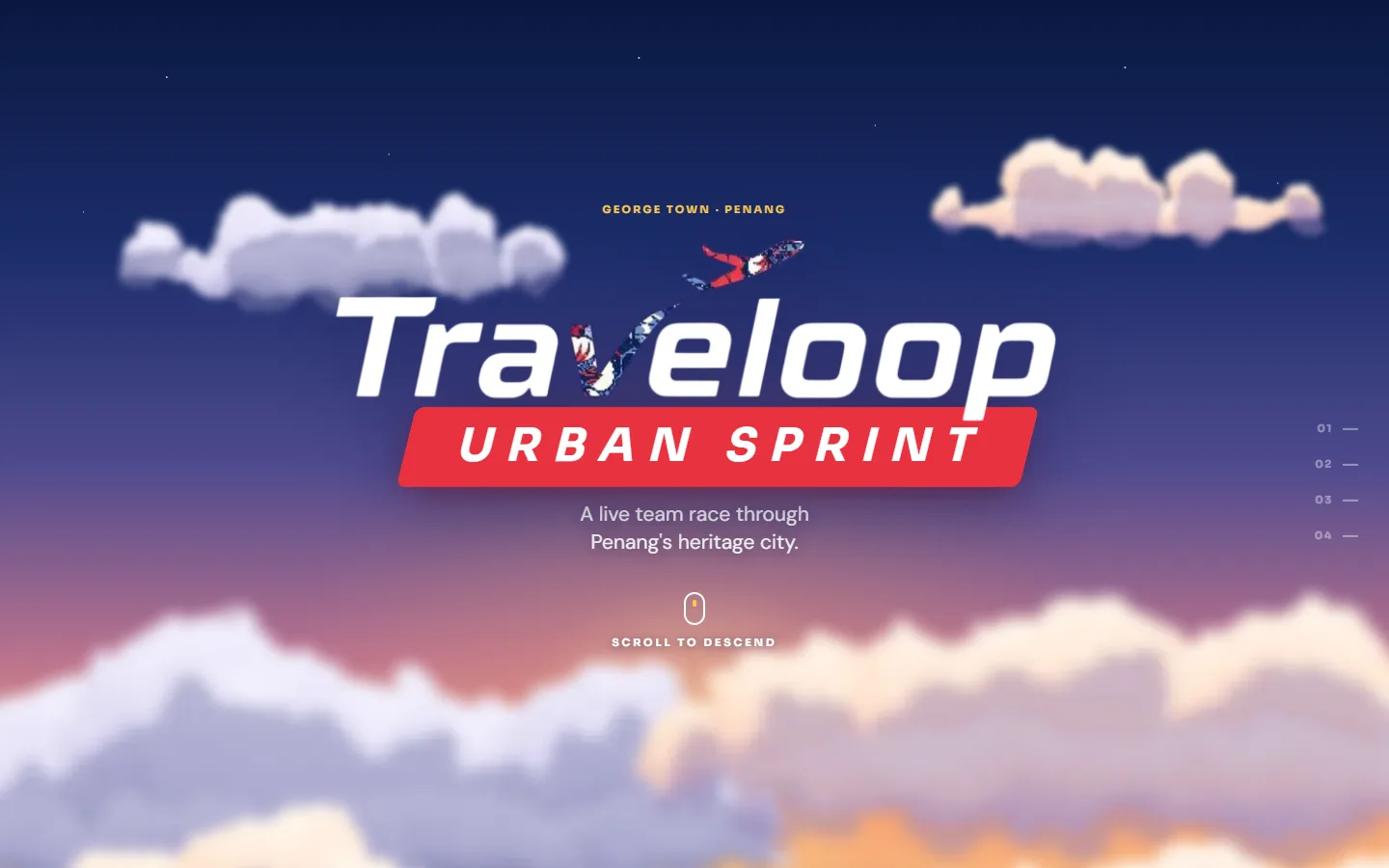 The Urban Sprint landing page: 'A live team race through Penang's heritage city', George Town, Penang.